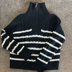 Black and White Striped Women's Sweater